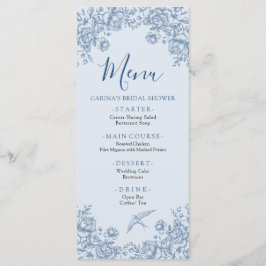 Dusty Blue Chinoiserie Möhippa Menu Meny