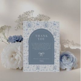 Dusty Blue Chinoiserie Nalle Tack Vykort