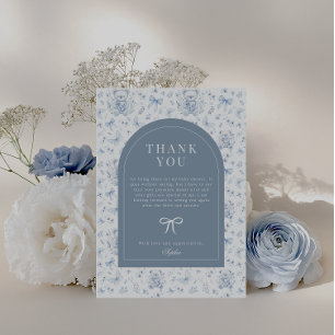 Dusty Blue Chinoiserie Nalle Tack Vykort