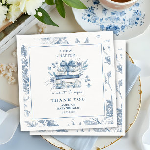 Dusty Blue Chinoiserie Nytt kapitel Barnkalas Pappersservett
