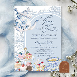 Dusty Blue Chinoiserie Tekann Baby Shower inbjudan