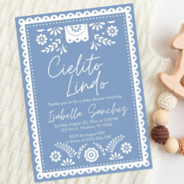 Dusty Blue Cielito lindo-inbjudan till babydusch Inbjudningar
