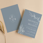 Dusty Blue Classialist Modern Boho Bröllop Inbjudningar<br><div class="desc">Dusty Blue Classic Minimalist Modern Boho-bröllopsinbjudan. Monogram längst bak. Sök efter fler matchande objekt i samlingen. (monogramvektor designad med pikisuperstar)</div>