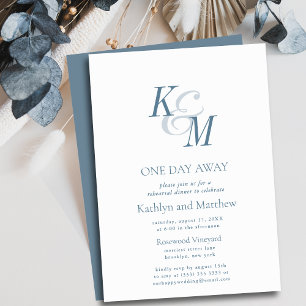 Dusty Blue Classic Monogram en dag bort Inbjudningar