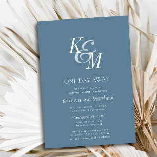 Dusty Blue Classic Monogram en dag bort Inbjudningar