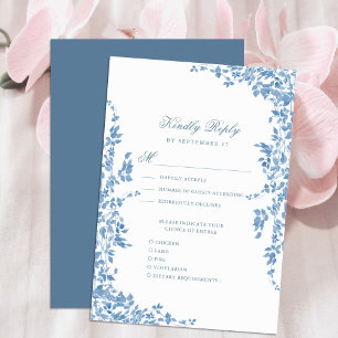 Dusty Blue Classic Vintage Blommigt Garden Wedding OSA Kort