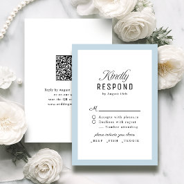 Dusty Blue Classy Script Elegant QR code Wedding OSA Kort