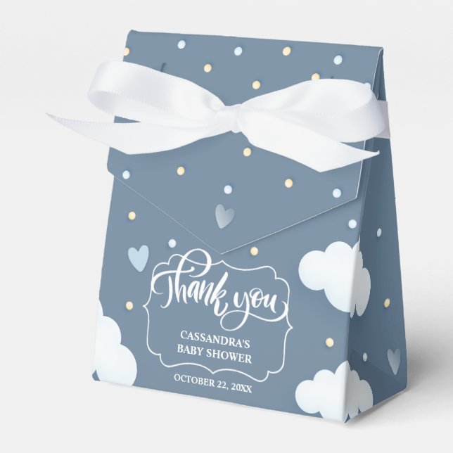 Dusty Blue Cloud Theme Baby Shower Presentalagslåd Presentaskar (Framsidan Sidan)