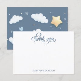 Dusty Blue Cloud Theme Baby Shower Tack Kort