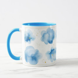 Dusty Blue Clouds Sprinkled Gold Frame Mug Tasse Mugg