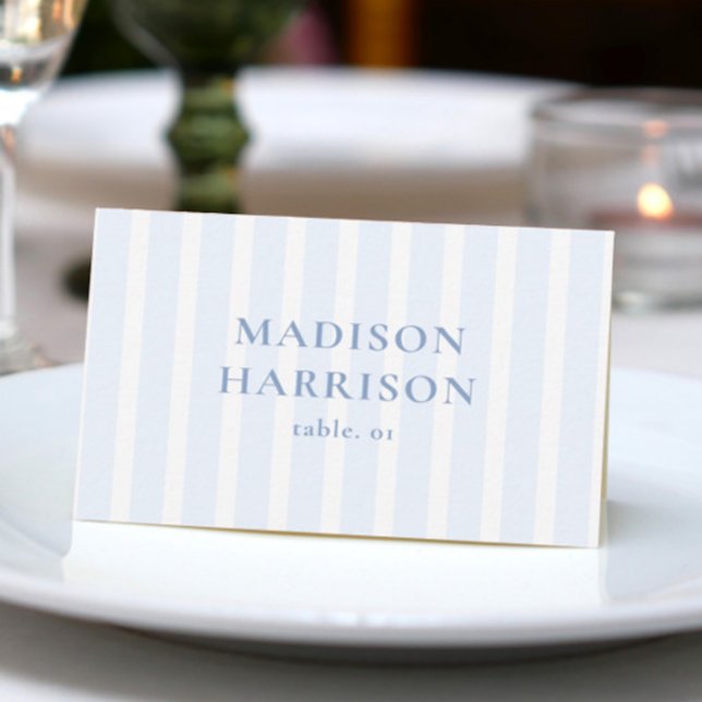 Dusty Blue Coastal Bröllop Namn Place Card DIY Inbjudningar (Skapare uppladdad)