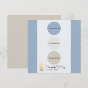 Dusty Blue Coastal Färg Palette Card Inbjudningar