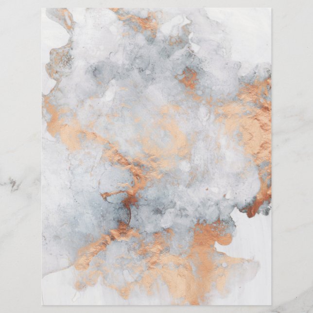 Dusty Blue Copper Guld Granite Scrapbook Papper (Framsida)