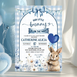 Dusty Blue Coquette Liten Kanin Baby Shower Inbjudningar