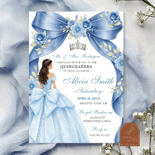 Dusty Blue Coquette Princess Quinceanera Inbjudan