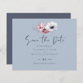 Dusty Blue Coral Blommigt Bröllop Spara Budget