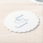 Dusty Blue Couple Initialer Monogram Bröllop Underlägg Papper<br><div class="desc">Chic och snyggt bröllop underlägg med en contemporary typsnitt i dammblått med anpassade initialer mot en skarp vit bakgrund.</div>