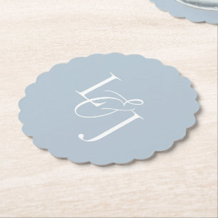 Dusty Blue Couple Initialer Monogram Bröllop Underlägg Papper
