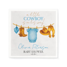 Dusty Blue Cowboy Napkins Western Baby Shower Boy