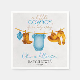 Dusty Blue Cowboy Napkins Western Baby Shower Boy Pappersservett