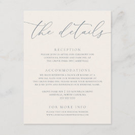Dusty Blue & Cream Beige Modern Minimalist Bröllop Tilläggskort