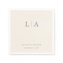 Dusty Blue & Cream Beige Monogram Elegant bröllop