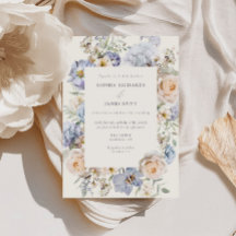 Dusty Blue Cream Blommigt Bröllop