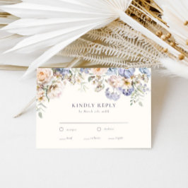 Dusty Blue Cream Blommigt Bröllop OSA Kort