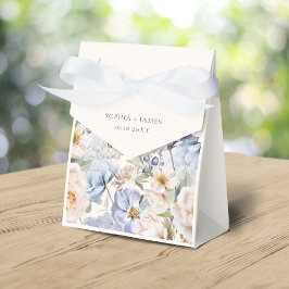 Dusty Blue Cream Blommigt Wedor Favor Box Presentaskar