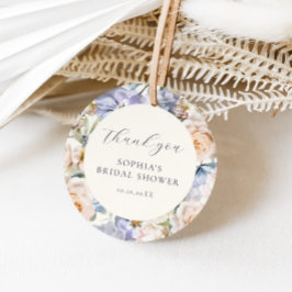 Dusty Blue Cream Blomster Bröllopsdusch Gåvor Etiketter