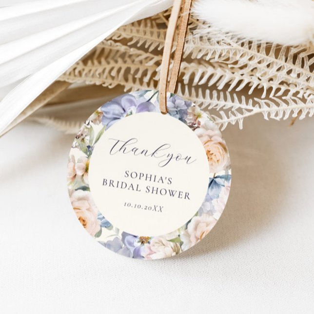 Dusty Blue Cream Blomster Bröllopsdusch Gåvor Etiketter (Skapare uppladdad)
