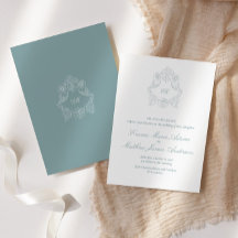 Dusty Blue Crest Monogram sofistikerat bröllop