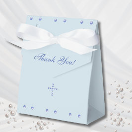 Dusty Blue Cross Christian Baptism Presentaskar