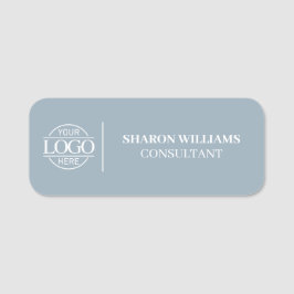 Dusty Blue Custom Business Logo Employee Magnetic Namnbricka