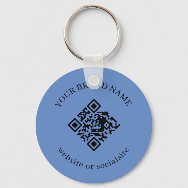 Dusty Blue Custom Business QR Code Keychains Nyckelring (Framsida)