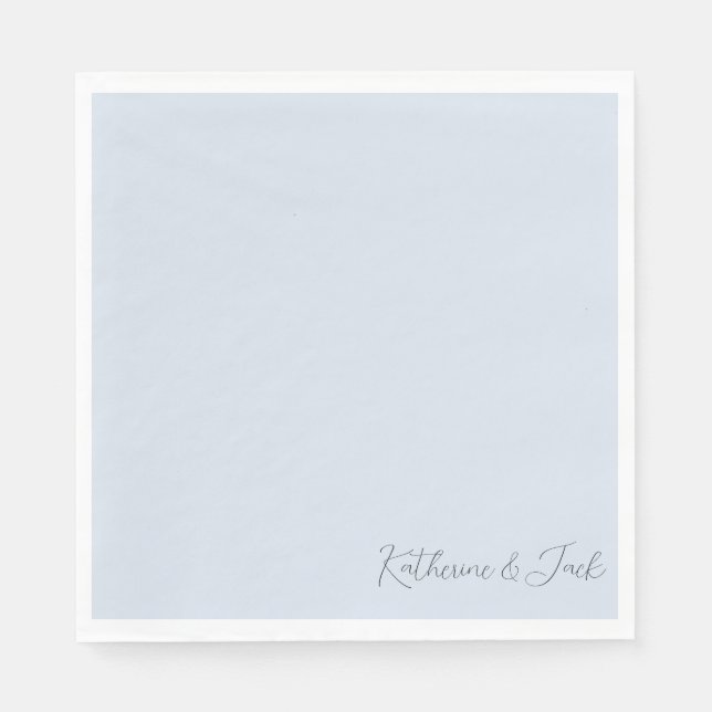 Dusty Blue Custom Names Luncheon Napkins Pappersservett (Framsidan)
