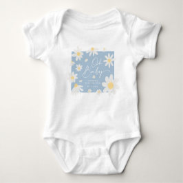 Dusty Blue Daisy Blomma Baby Shower Baby Body T Shirt
