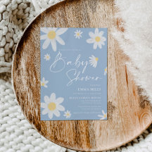 Dusty Blue-Daisy för inbjudan till babyvisningspro
