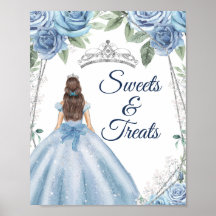 Dusty Blue Ddress Quinceañera Sweet Treats-tecken