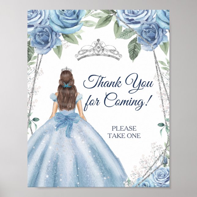Dusty Blue Ddress Quinceañera-Tacken Poster (Framsidan)