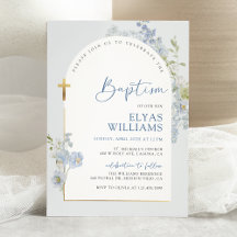 Dusty Blue Delphinium Blommigt Arched Boy Baptism