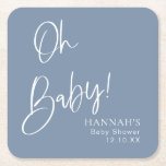 Dusty Blue / Denim Blue Oh Baby Shower Underlägg Papper Kvadrat<br><div class="desc">Denim Dreams Baby Shower Collection - där denim och dammiga blå örntoner förenas med trendigets kalligrafi. Skräddarsytt för pojkbabyduschar,  detta tema omfattar inbjudan,  tecken,  spel och charmig papper dekoration. Förbräck den roliga elegansen med en modern tvist i dag! #zazzlemade</div>