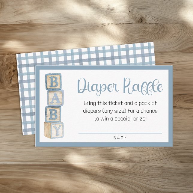 Dusty Blue Diaper Raffle Card | Baby Shower Insert Tilläggskort (Diaper Raffle Card Insert)