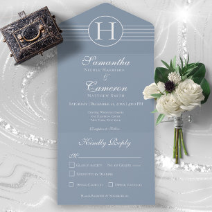Dusty Blue - Dinner i deco Modern Monogram