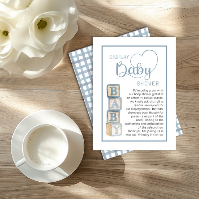 Dusty Blue Display Bröllopsduschkort | Oinpackade  Tilläggskort (Display Baby Shower Card)