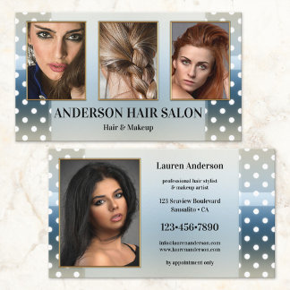 Dusty Blue döper dina foton visa Hair Stylist Visitkort