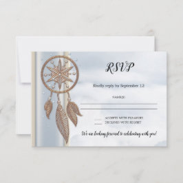Dusty Blue Dreamcatcher Bröllop OSA Card Inbjudningar