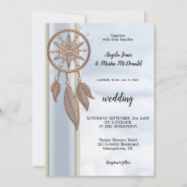 Dusty Blue Dreamcatcher Wedding-inbjudan Inbjudningar