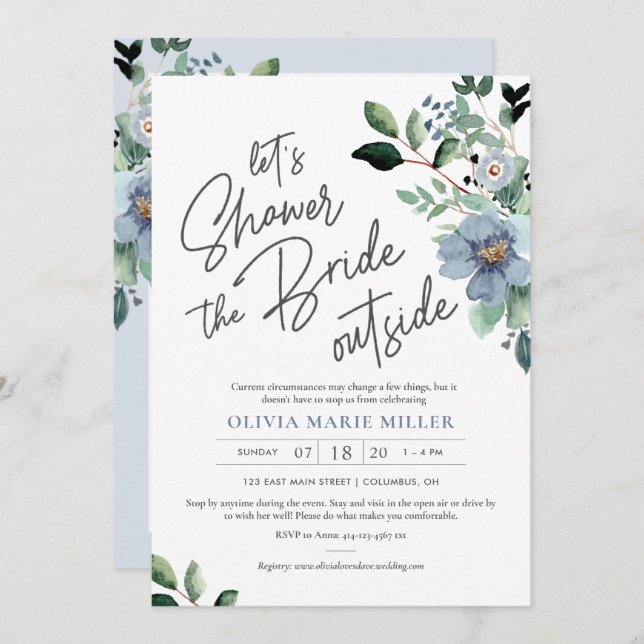 Dusty Blue Drive by Inbjudningskort för möhippan (Fram/baksida)