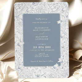 Dusty Blue Elegance Tulips & Chrysanthemum Inbjudningar